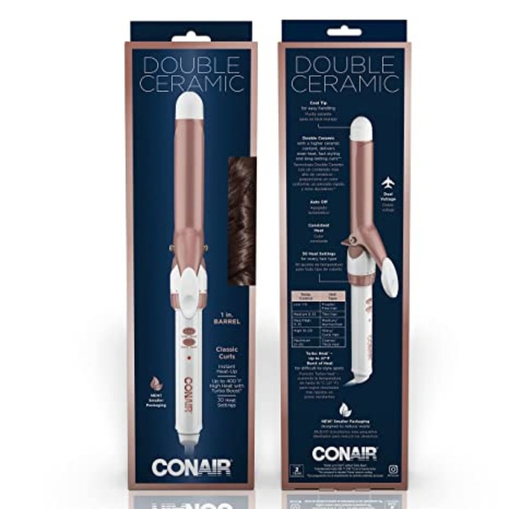 Conair Double Ceramic 1-Inch Curling Iron, 1-inch barrel produces classic curls